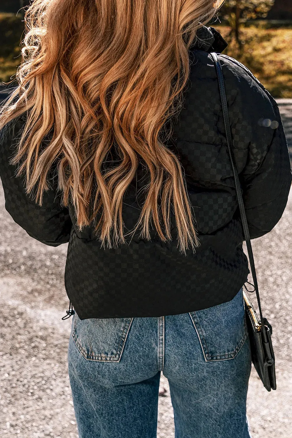 Checkered Turtleneck Zip Up Long Sleeve Winter Coat sold by Charming Charlie product image thumbnail 5