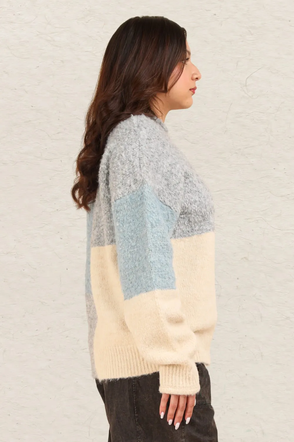 VERY J Color Block Mock Neck Drop Shoulder Sweater sold by Charming Charlie product image thumbnail 3