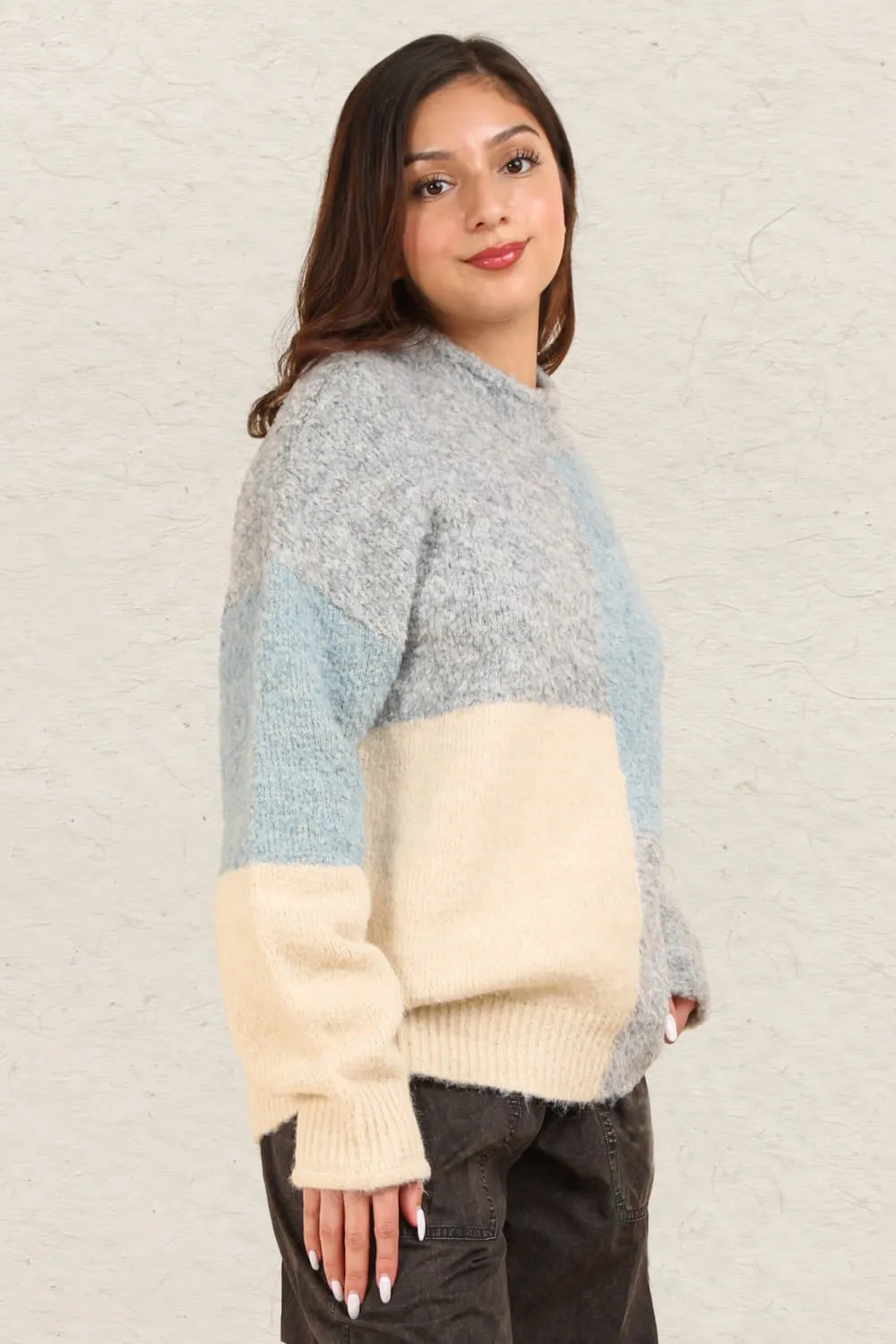 VERY J Color Block Mock Neck Drop Shoulder Sweater sold by Charming Charlie product image thumbnail 4