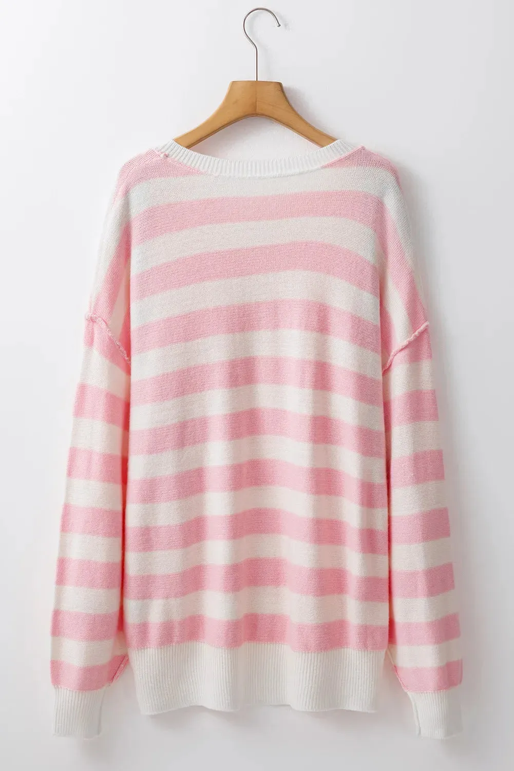 Exposed Seam Striped Round Neck Long Sleeve Sweater sold by Charming Charlie product image thumbnail 4