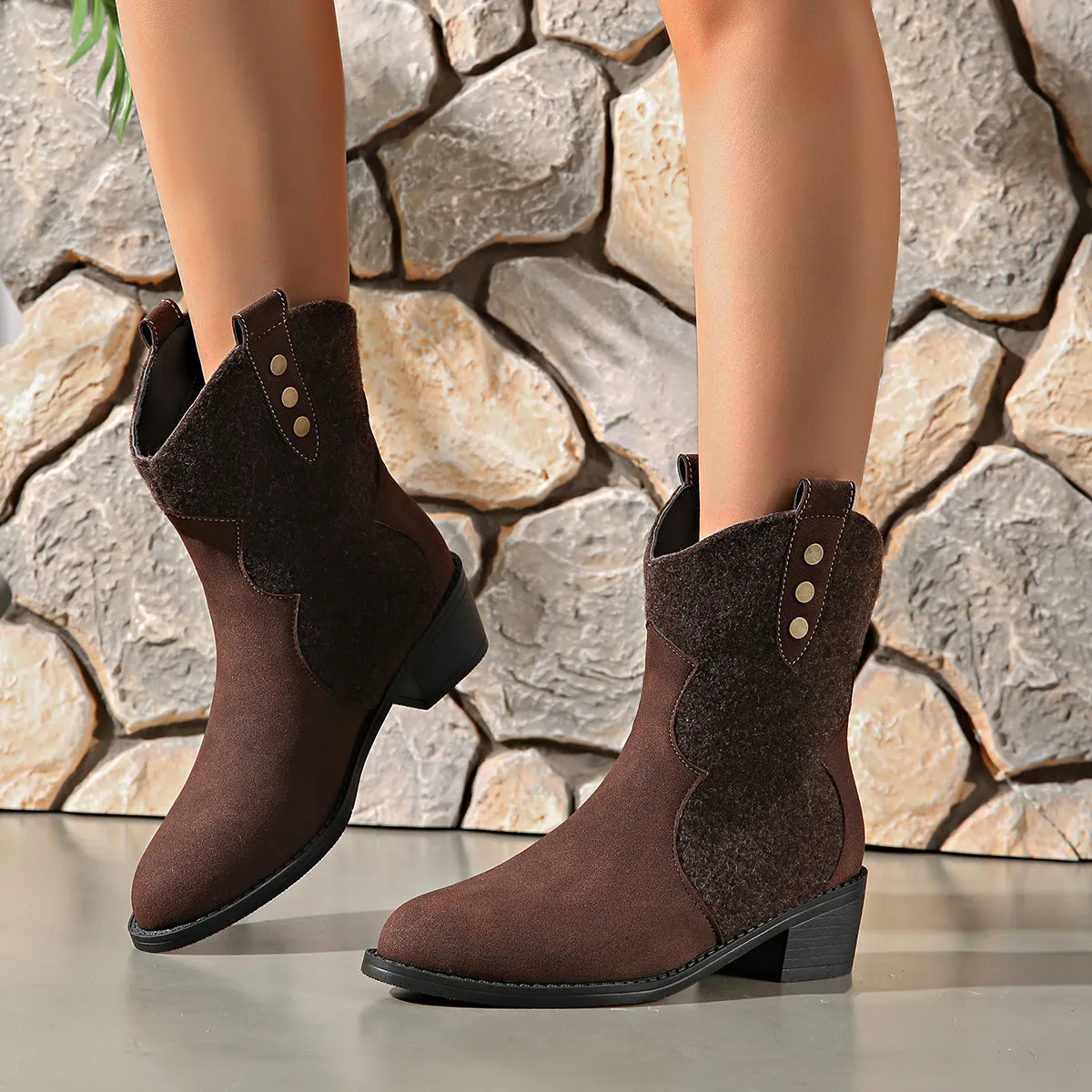 Suede Point Toe Block Heel Boots sold by Charming Charlie product image thumbnail 2