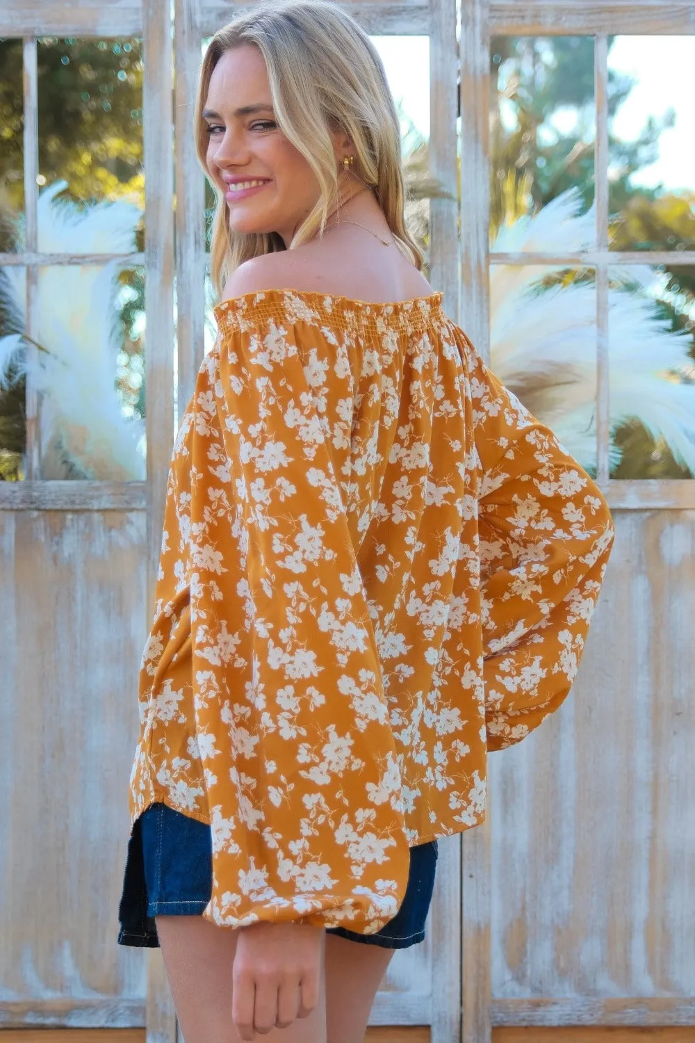 Hailey & Co Floral Off-Shoulder Balloon Sleeve Blouse sold by Charming Charlie product image thumbnail 2