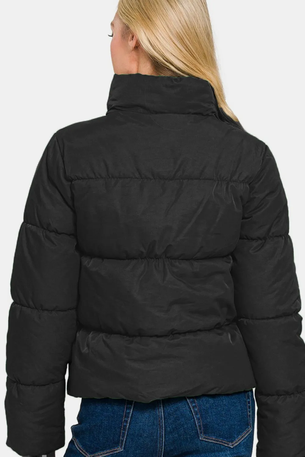 Zenana Zip Up Turtleneck Puffer Jacket with Pockets sold by Charming Charlie product image thumbnail 2