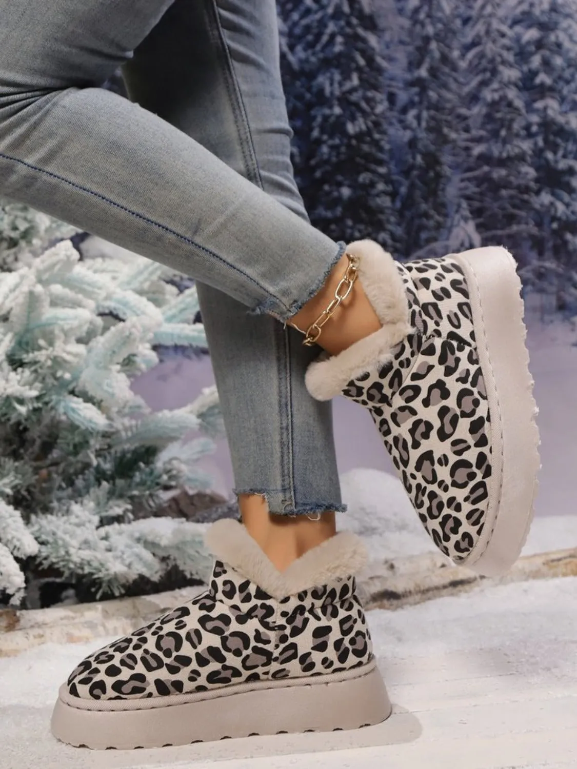 Thermal Leopard Round Toe Platform Boots sold by Charming Charlie product image thumbnail 2