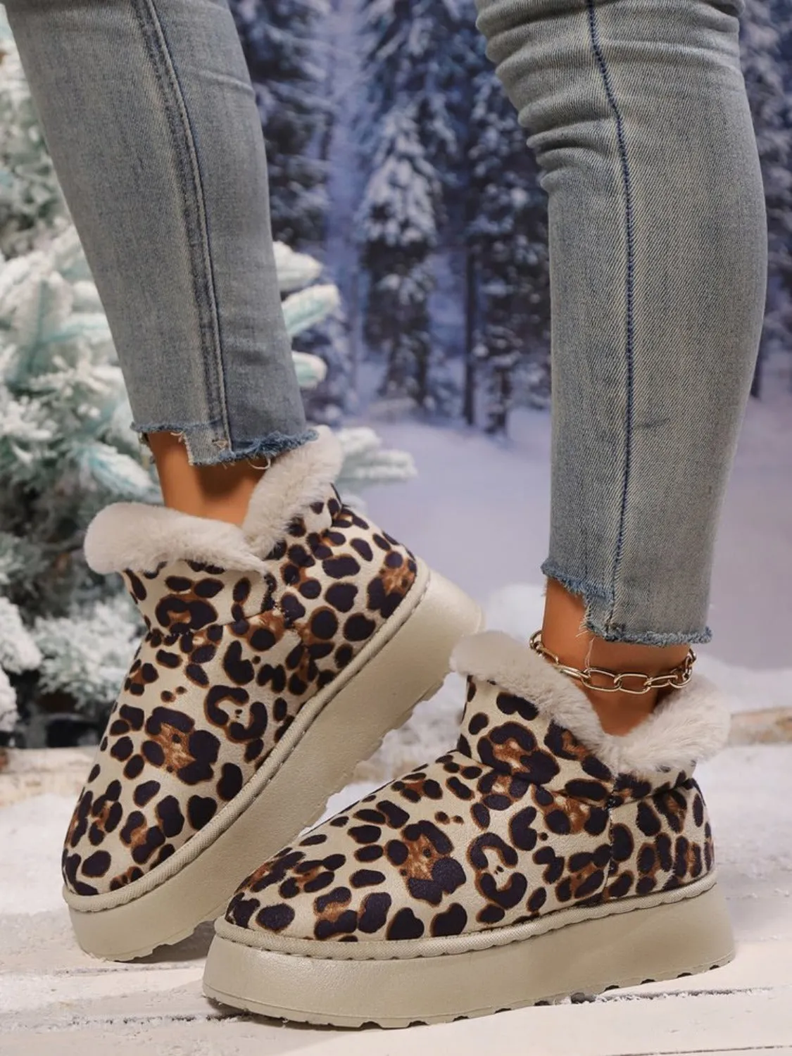 Thermal Leopard Round Toe Platform Boots sold by Charming Charlie product image thumbnail 4