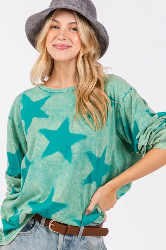 SAGE + FIG Mineral Wash Star Pattern T-Shirt sold by Charming Charlie