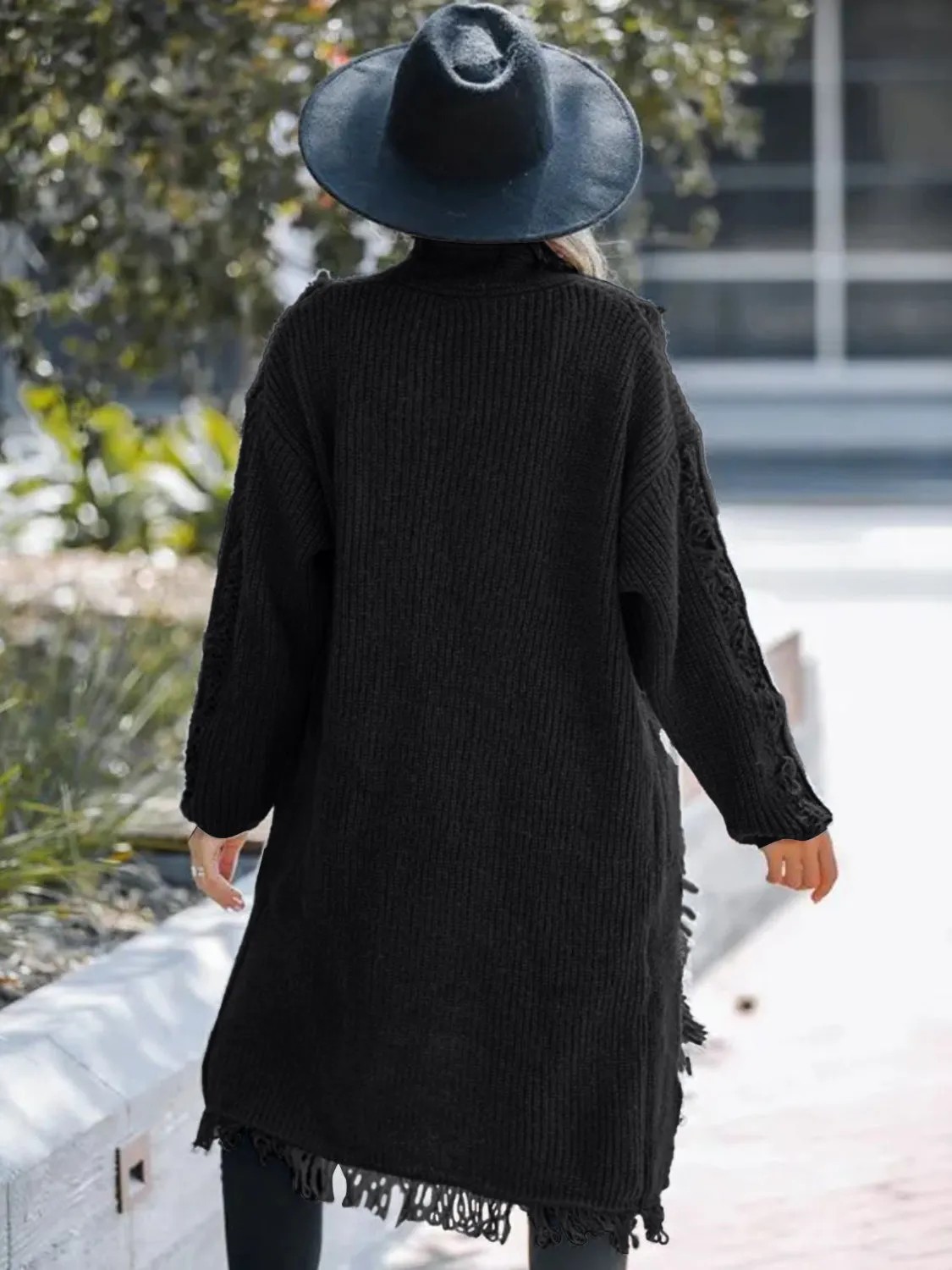 Fringe Open Front Long Sleeve Cardigan sold by Charming Charlie product image thumbnail 5