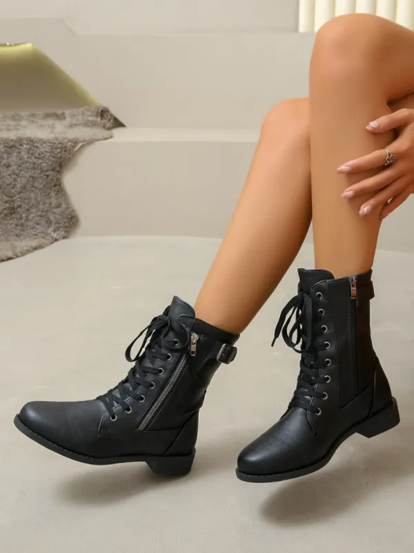 PU Leather Lace-Up Boots sold by Charming Charlie