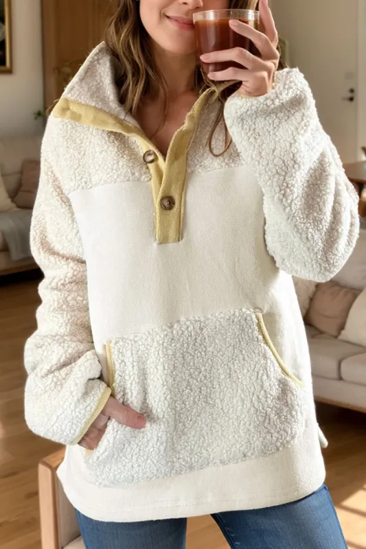 Mock Neck Long Sleeve Sherpa Sweatshirt sold by Charming Charlie