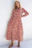 Printed Notched Long Sleeve Dress sold by Charming Charlie