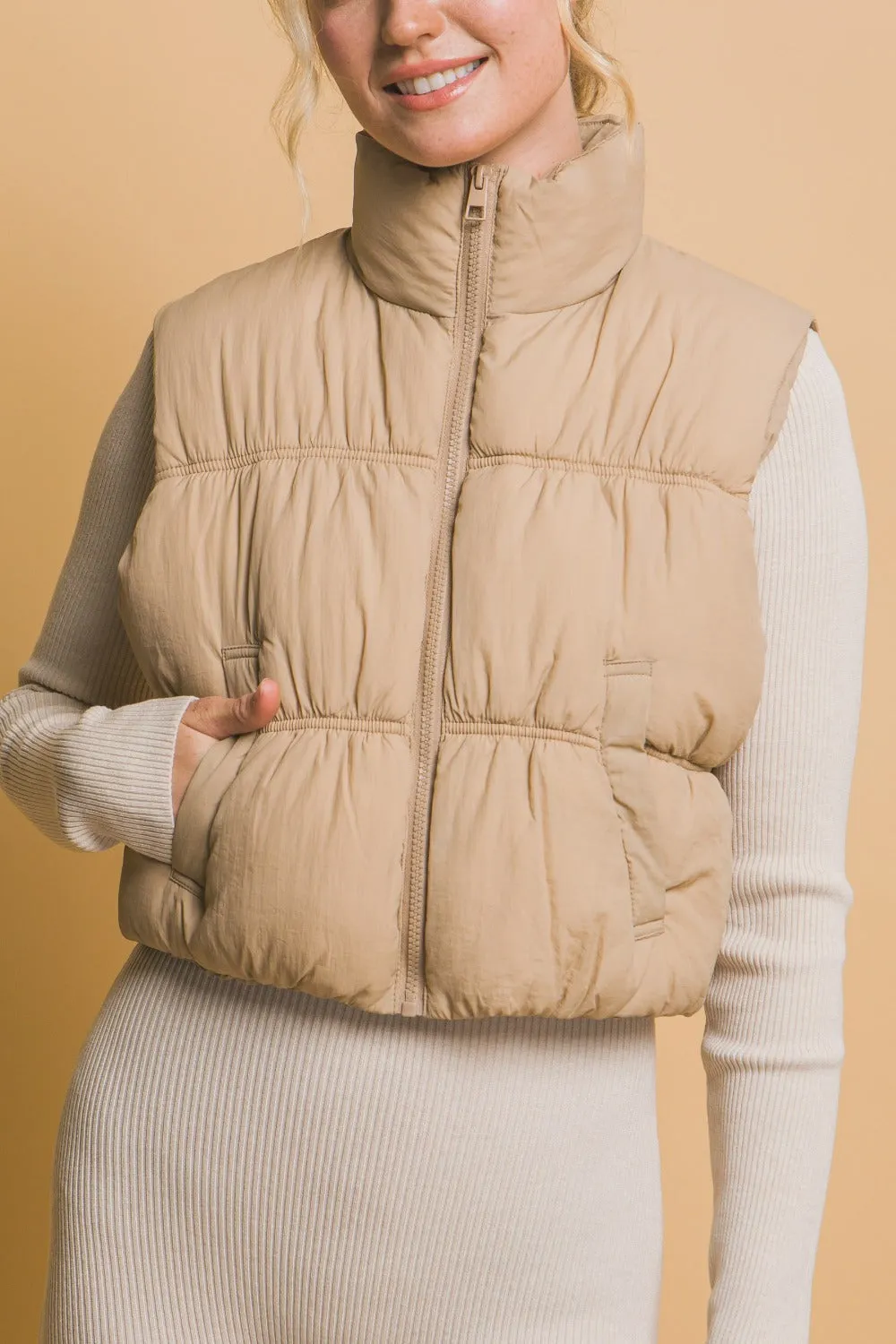 Love Tree Zip Up Turtleneck Cropped Vest Coat sold by Charming Charlie product image thumbnail 2