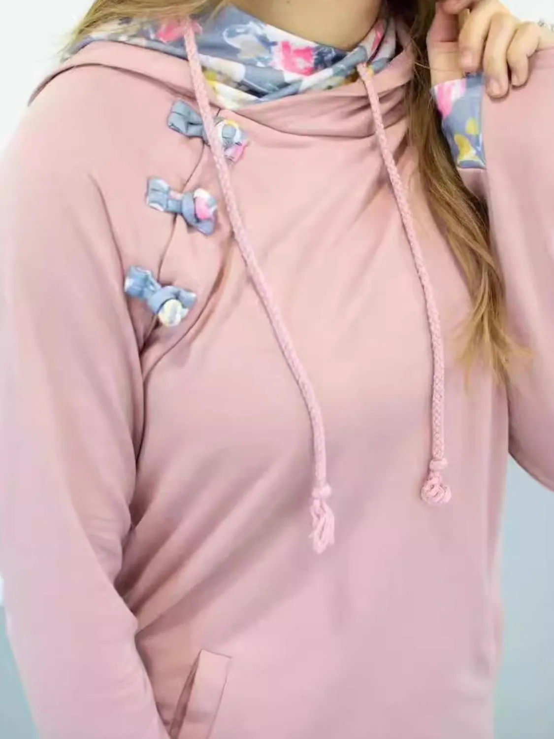 Full Size Drawstring Long Sleeve Printed Hoodie sold by Charming Charlie product image thumbnail 3