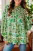 Frill Printed Mock Neck Flounce Sleeve Blouse sold by Charming Charlie