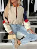 Contrast Baseball Collar Zip Up Long Sleeve Jacket sold by Charming Charlie