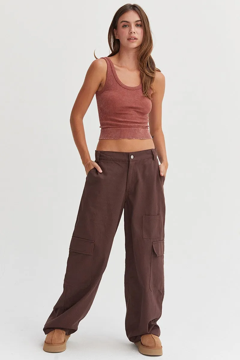 HYFVE Elastic Waist Wide-Leg Cargo Pants sold by Charming Charlie product image thumbnail 5