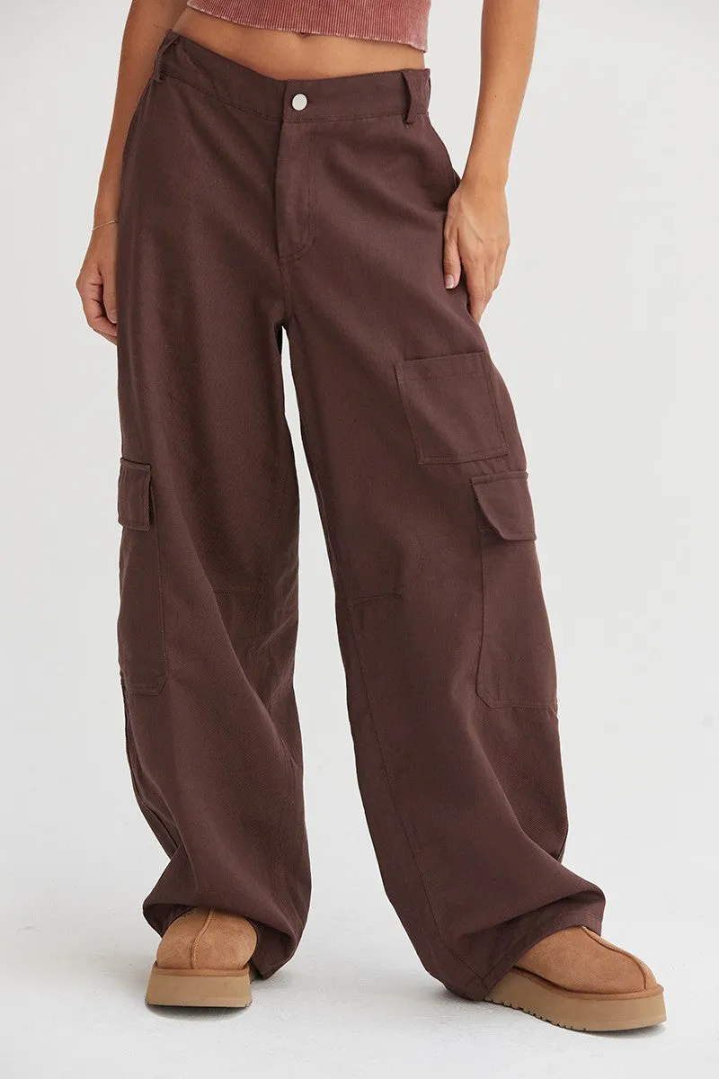 HYFVE Elastic Waist Wide-Leg Cargo Pants sold by Charming Charlie