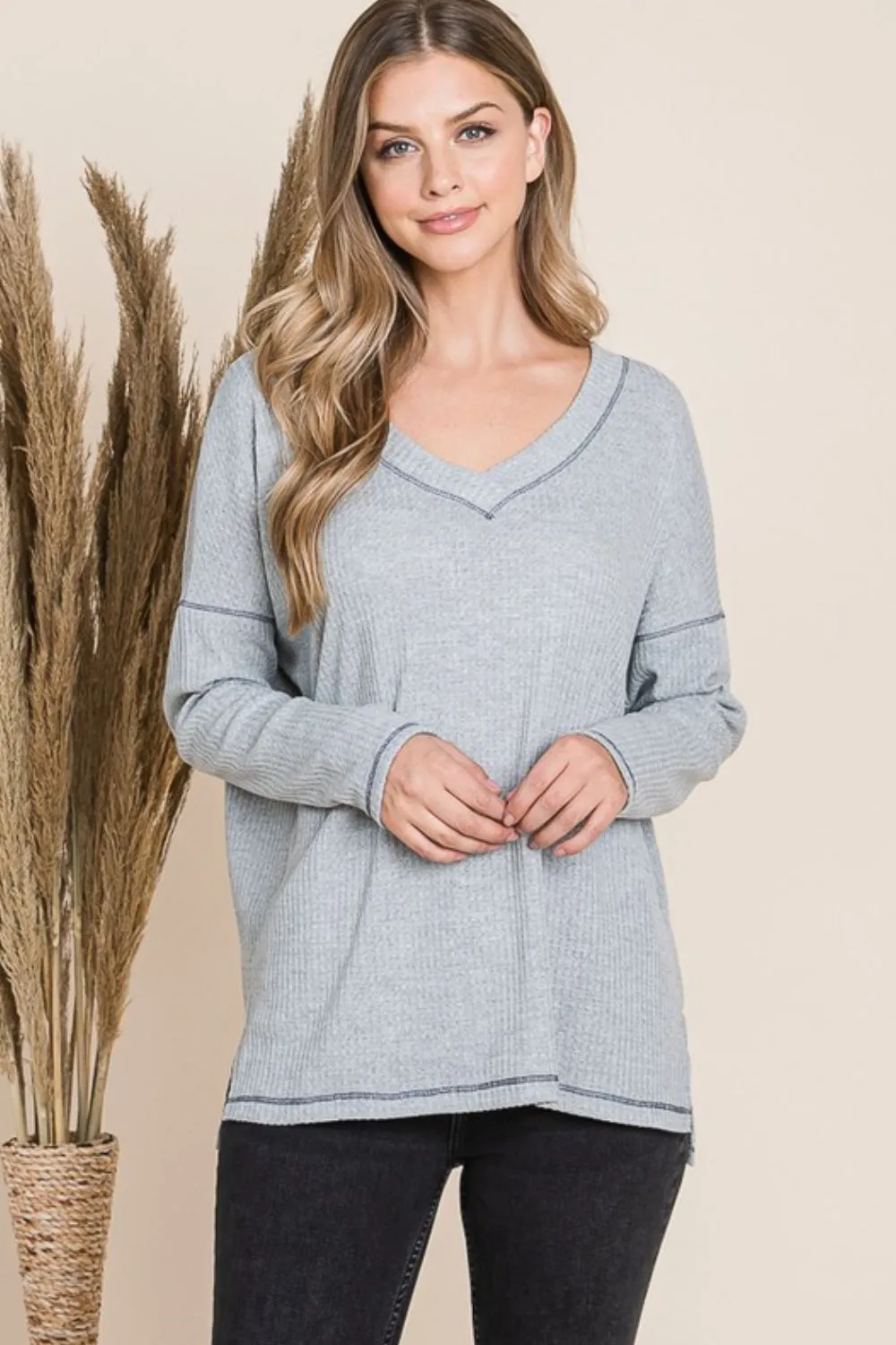 Reborn J V Neck Long Sleeve Top sold by Charming Charlie product image thumbnail 3