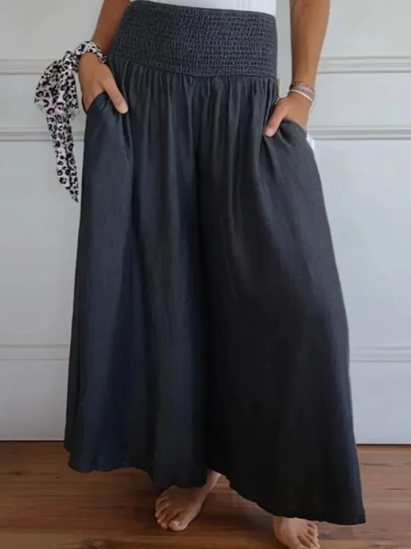 Full Size Smocked Wide Leg Pants with Pockets sold by Charming Charlie