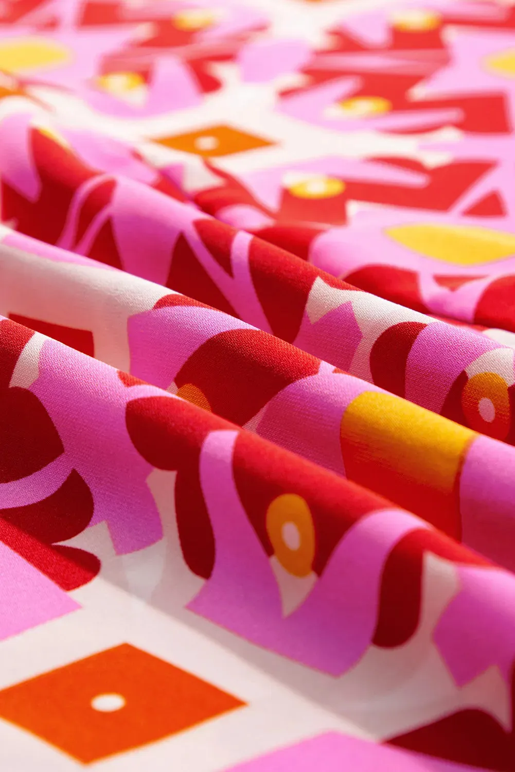 Smocked Cuff Printed Round Neck Long Sleeve Blouse sold by Charming Charlie product image thumbnail 5