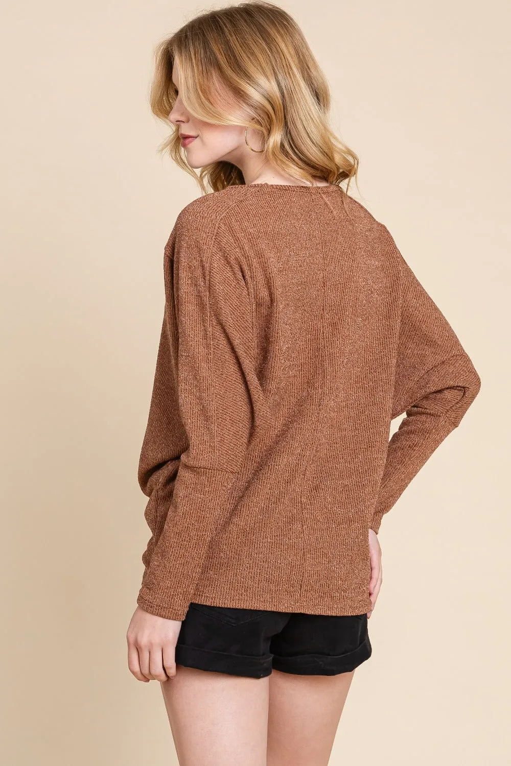 BOMBOM Drop Shoulder Long Sleeve Knit Top sold by Charming Charlie product image thumbnail 2
