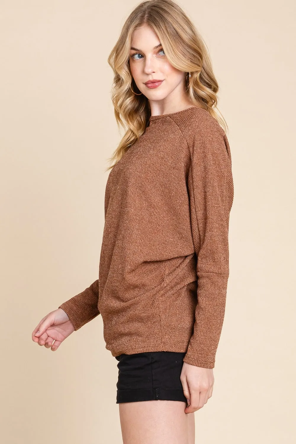 BOMBOM Drop Shoulder Long Sleeve Knit Top sold by Charming Charlie product image thumbnail 3