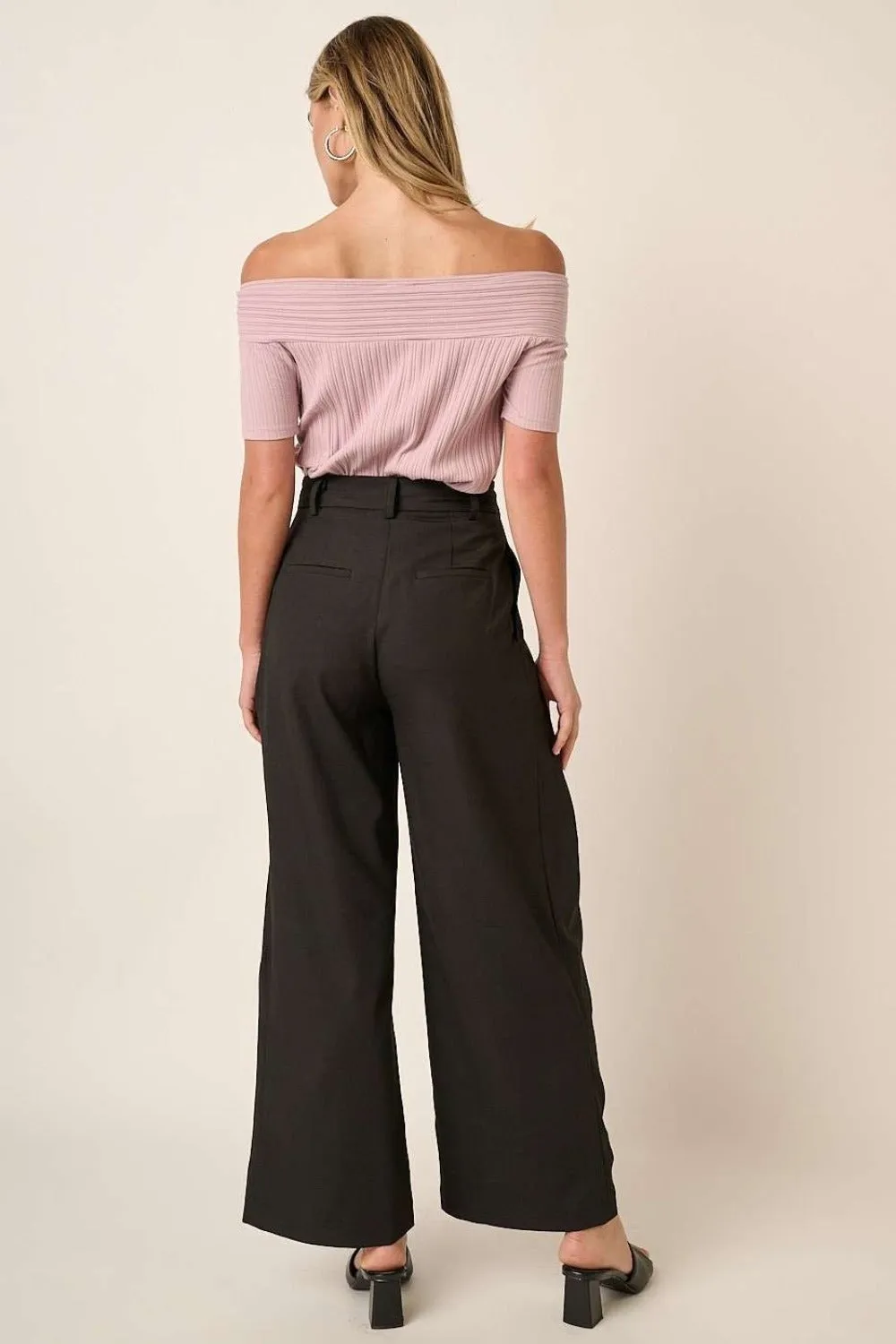 Mittoshop Deep Pleated High Waisted Wide Leg Pants sold by Charming Charlie product image thumbnail 2