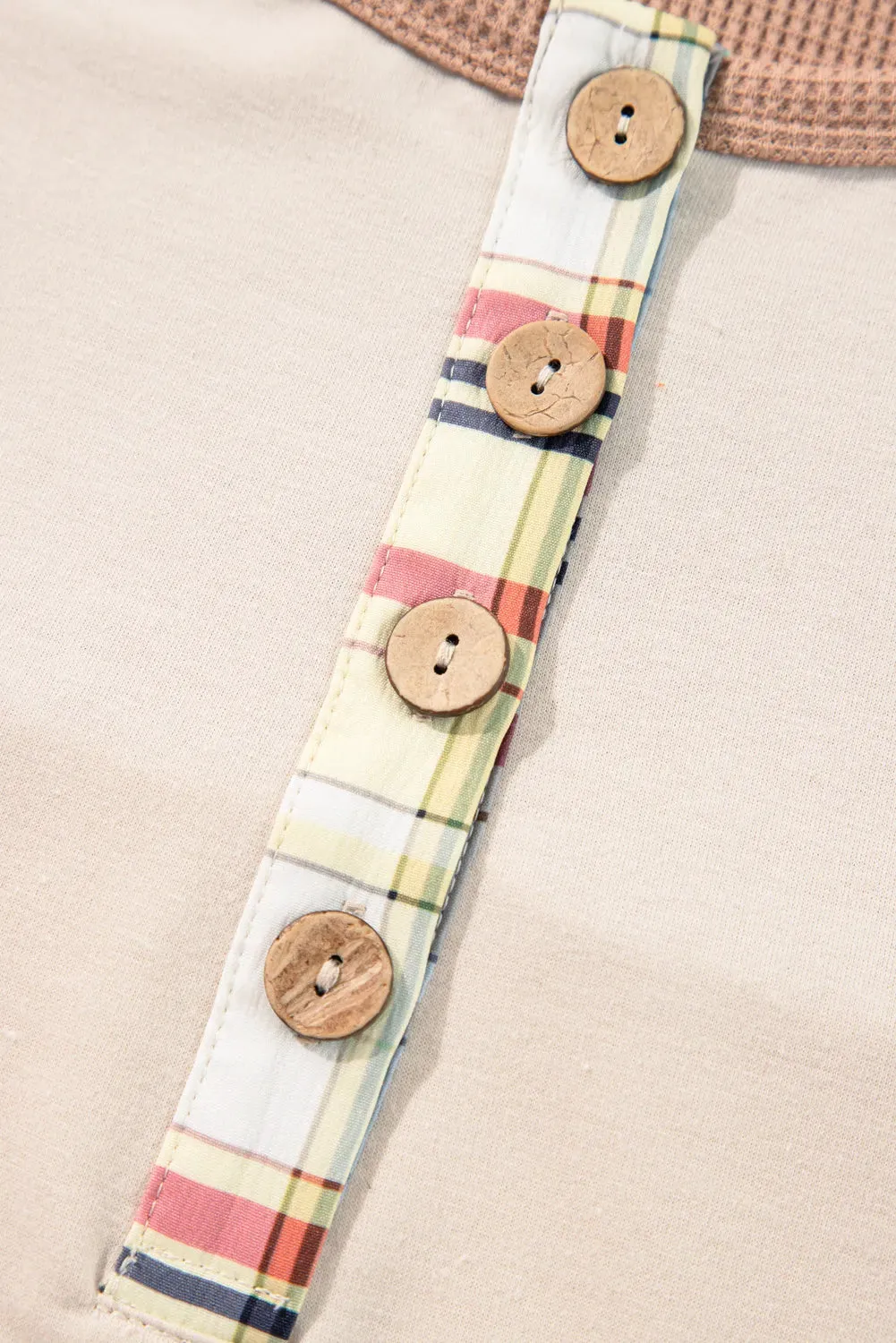 Plus Size Waffle-Knit Detail Plaid Round Neck Top sold by Charming Charlie product image thumbnail 5