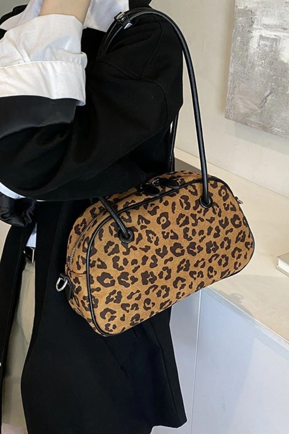 Leopard Suede Medium Shoulder Bag sold by Charming Charlie product image thumbnail 5