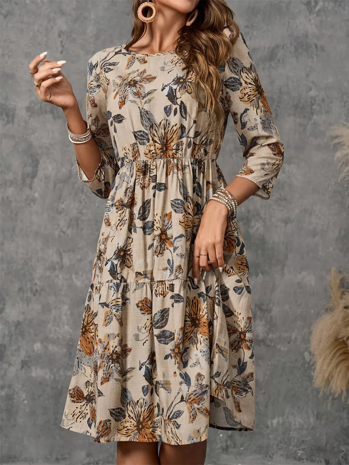 Printed Round Neck Three-Quarter Sleeve Dress sold by Charming Charlie product image thumbnail 4