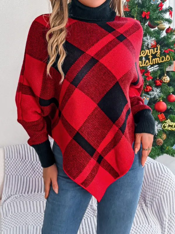 Plaid Turtleneck Batwing Sleeve Sweater sold by Charming Charlie