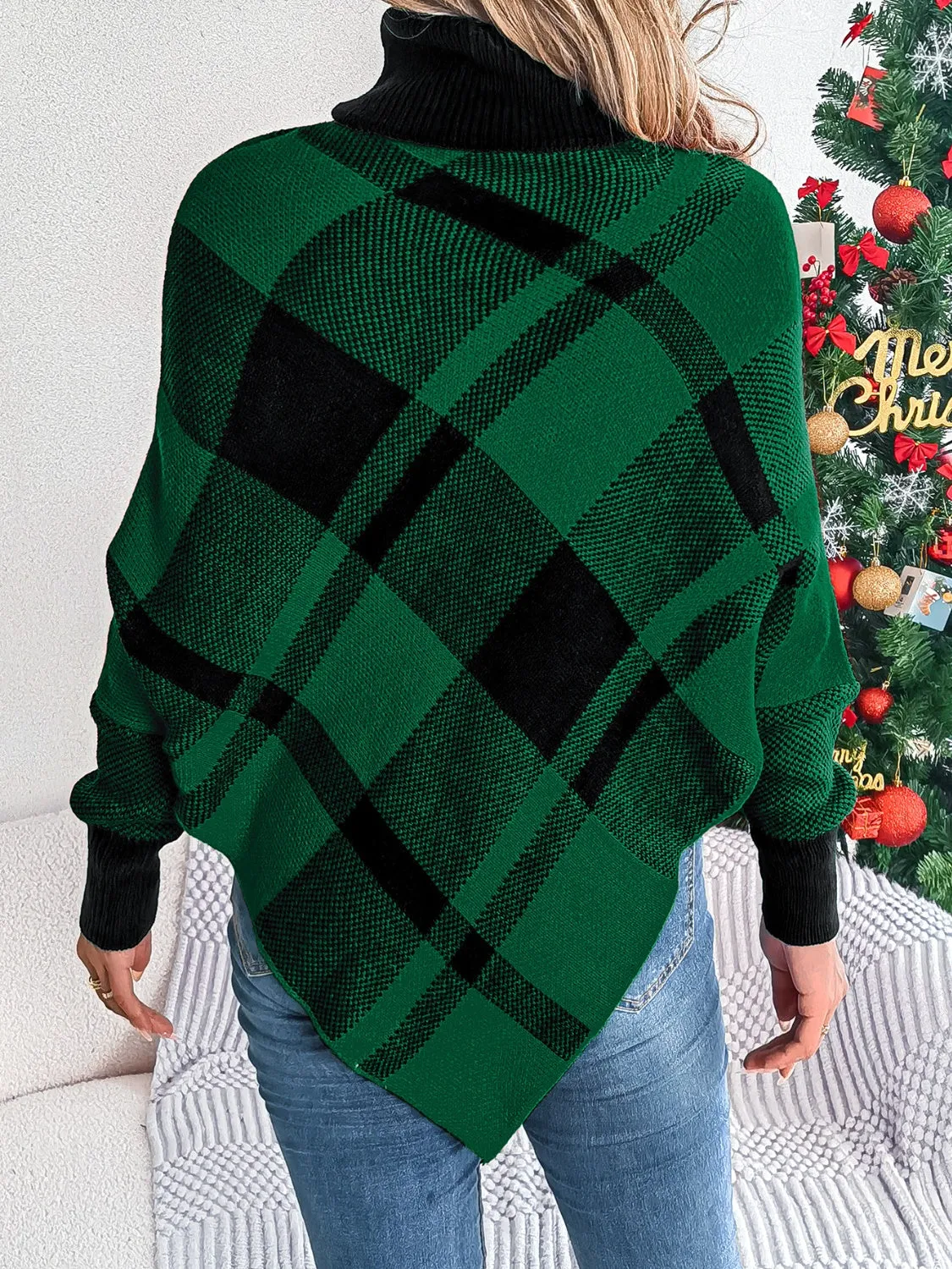 Plaid Turtleneck Batwing Sleeve Sweater sold by Charming Charlie product image thumbnail 5