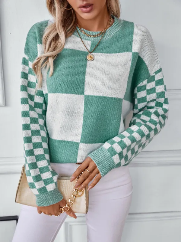 Color Block Round Neck Long Sleeve Sweater sold by Charming Charlie
