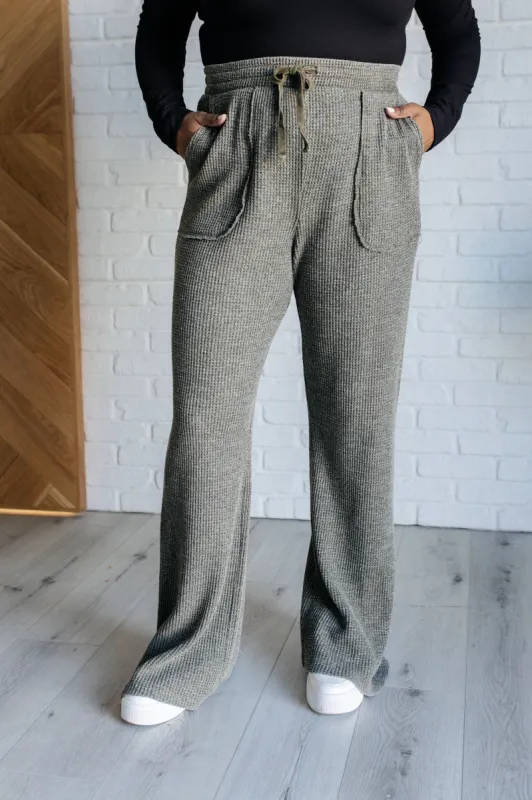 Set Process Mineral Wash Waffle Knit Pants in Olive sold by Charming Charlie