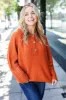 Casual Days Rust Loose Knit Henley Button Sweater sold by Charming Charlie
