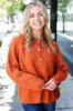 Casual Days Rust Loose Knit Henley Button Sweater sold by Charming Charlie