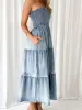 Slit Smocked Tube Tiered Denim Dress sold by Charming Charlie