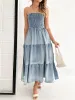 Slit Smocked Tube Tiered Denim Dress sold by Charming Charlie