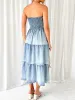 Slit Smocked Tube Tiered Denim Dress sold by Charming Charlie
