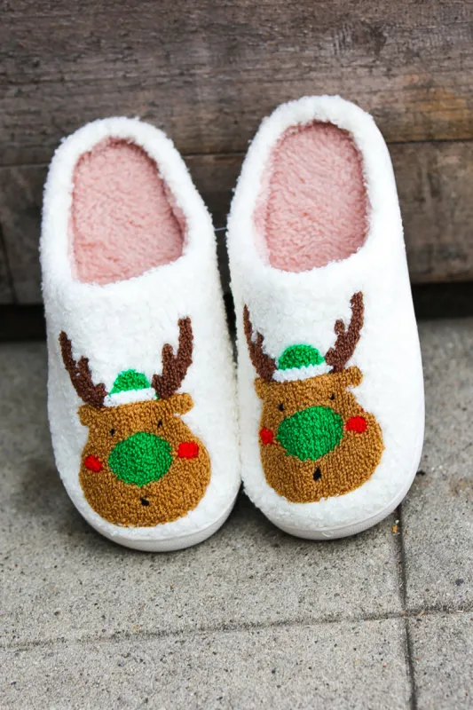 Holiday Reindeer Print Fleece Slippers sold by Charming Charlie