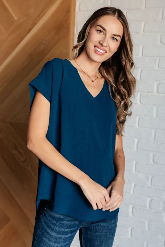 Very Much Needed V-Neck Top in Teal made by Charming Charlie