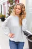 Spread Joy Grey & Ivory Striped Oversized Top sold by Charming Charlie