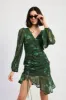 V NECK ASYMMETRICAL RUCHED MINI DRESS sold by Charming Charlie