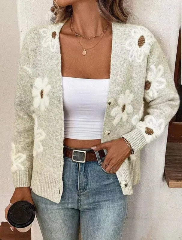 Floral button front cardigan sold by Charming Charlie