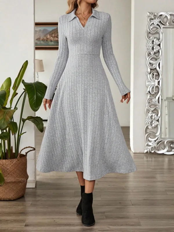 Ribbed Johnny Collar Long Sleeve Dress sold by Charming Charlie