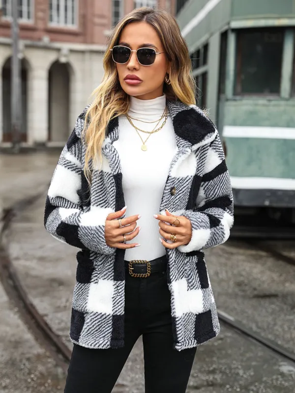 Plaid Collared Neck Button Down Jacket sold by Charming Charlie