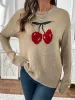 Perfee Cherry Round Neck Long Sleeve Sweater sold by Charming Charlie