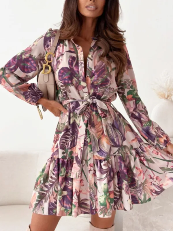 Ruffle Hem Floral Long Sleeve Dress sold by Charming Charlie