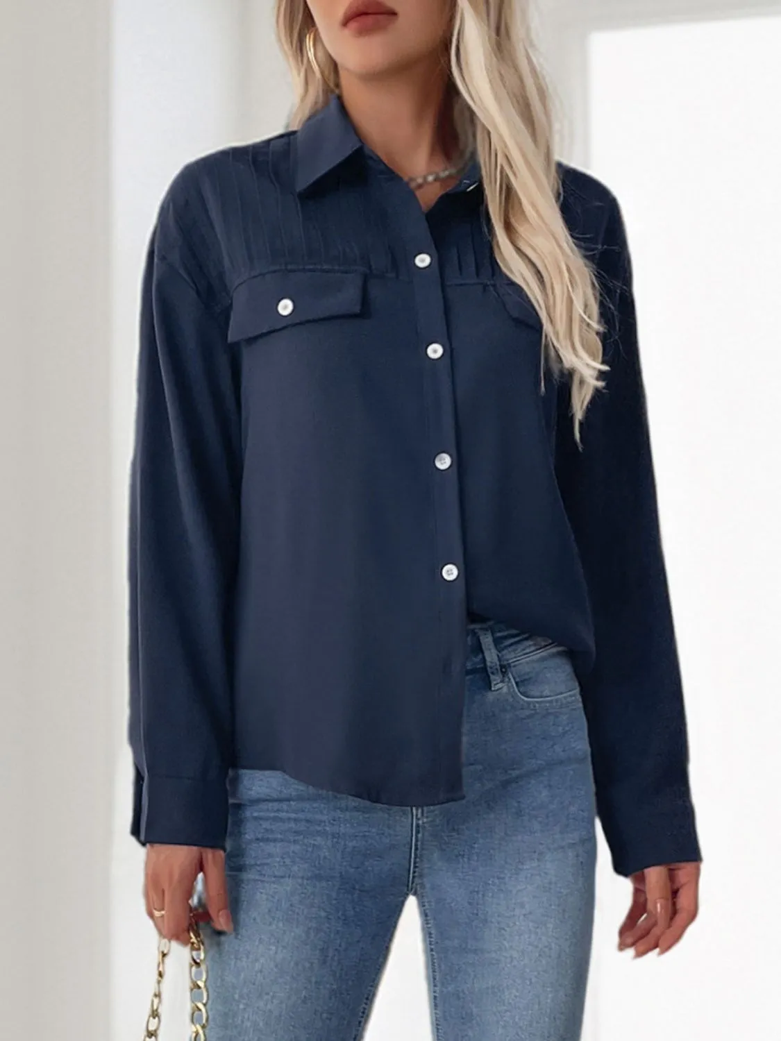 Perfee Buttoned Down Long Sleeve Shirt sold by Charming Charlie product image thumbnail 4