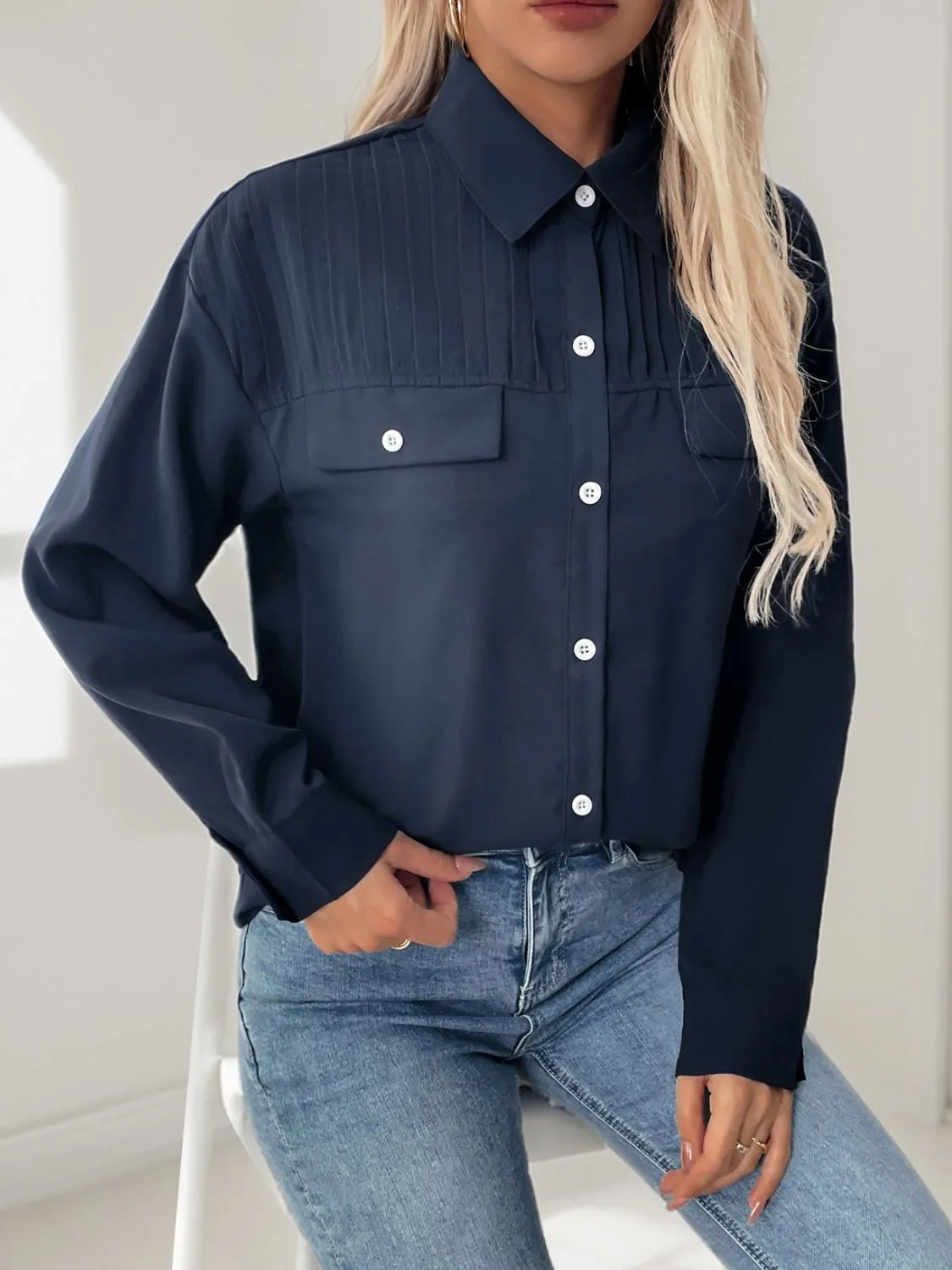 Perfee Buttoned Down Long Sleeve Shirt sold by Charming Charlie product image thumbnail 5