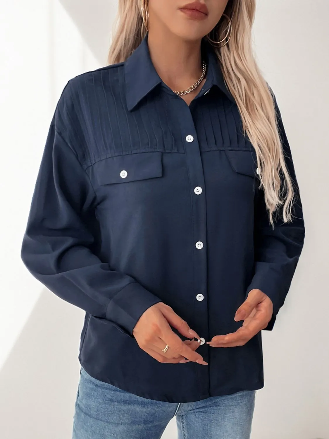 Perfee Buttoned Down Long Sleeve Shirt sold by Charming Charlie product image thumbnail 3